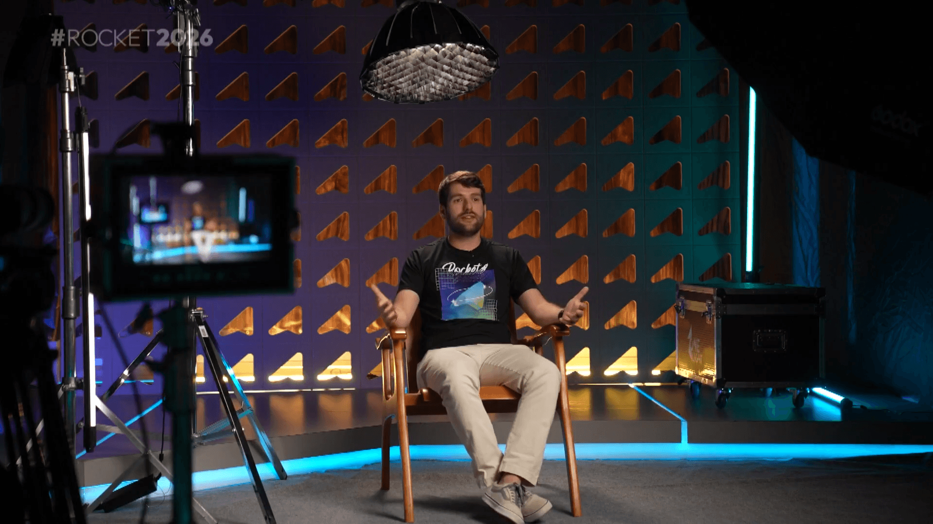 Pedro Huber dando entrevista e representando a Lazi 360 no Rocket RPC 2026